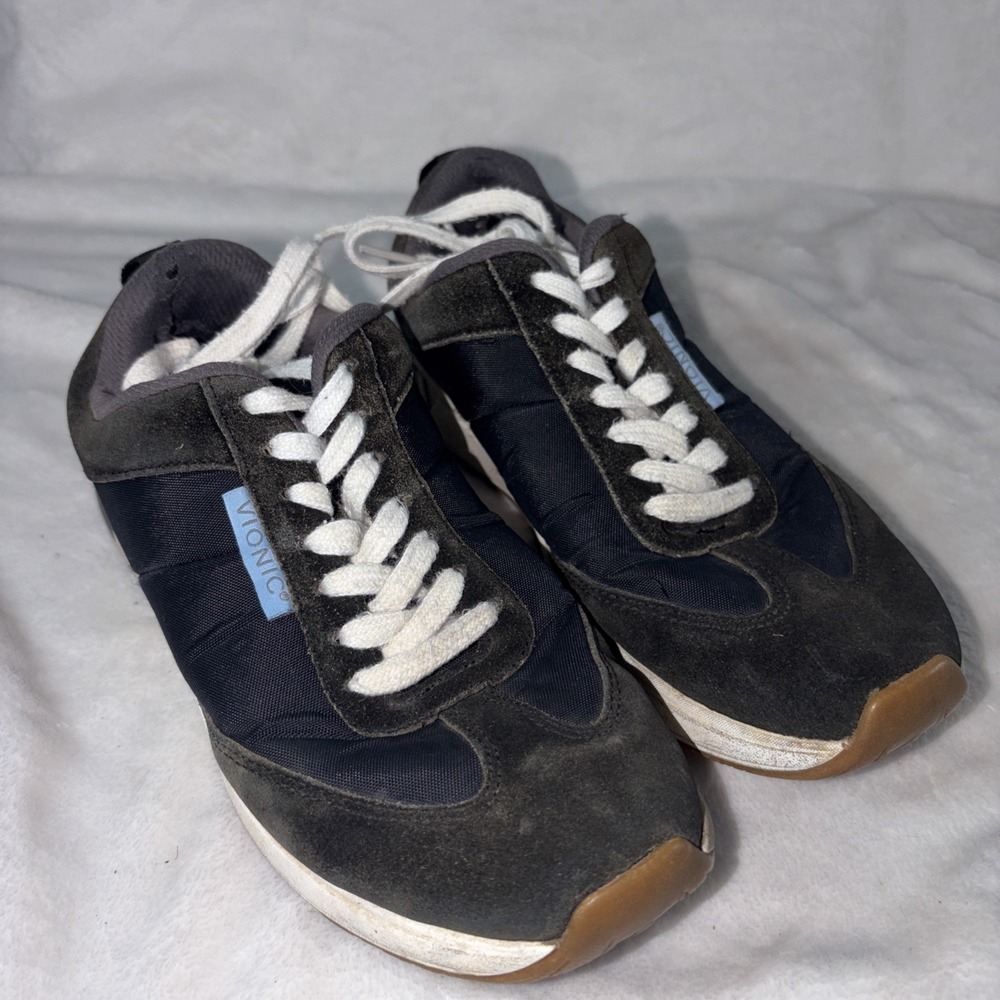 Vionic Breilyn Black Suede‎ Nylon Orthotic Walking Sneakers Women's 7.5 Casual